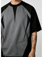 Men's Digital Print T-Shirt, Summer Geometric Line Short Sleeve, Loose Fit, Comfortable, Breathable, Versatile, Trendy, Minimalist Style, Black, White, and Gray Color Palette, Crew Neck, Casual Sportswear Top, High Street Fashion, Versatile Style - Mixed colors