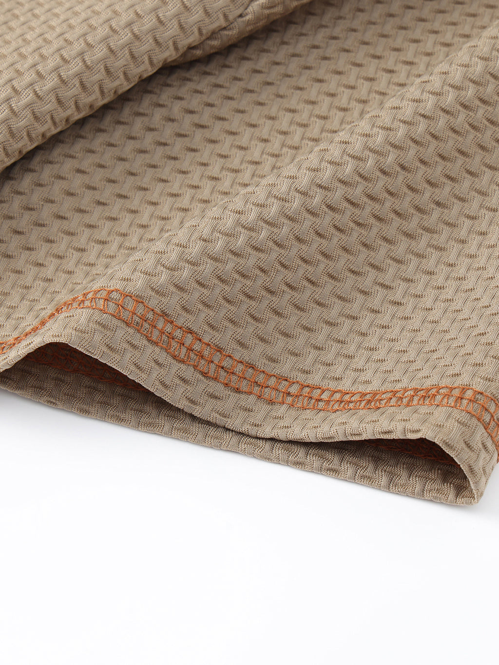 Middle-Aged Men'S Polo Collar Summer 3pcs Set Short-Sleeve Polo Shirts, Cross-Ado Pattern, Caramel Brown 3-Button Placket, Tricolor Waffle Fabric, Commuter Outdoor Breathable Men'S Clothing - Khaki