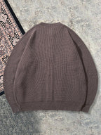 Autumn Winter 26 New Solid Color Round Neck Retro Thick Texture Sense Cardigan Unisex Outerwear Long Sleeve Sweater Khaki Short Length Open Front Jacket - Khaki