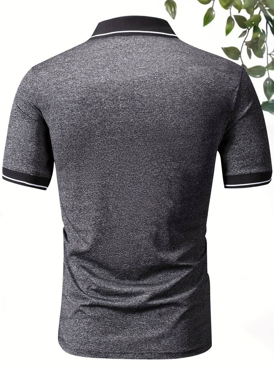 5pcs Summer Lapel Men's Shirts, Solid Color Plain Short Sleeve Shirts, Multi-Color Workwear, Casual Sportswear, Men's Executive Tops - Mixed Color 1