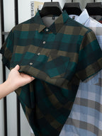 Men's Summer Short-Sleeve Cool Lightweight Trendy Color-Block Shirt - Mixed Color 2