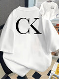 Print Tshirt Short Sleeve Crew Neck Casual Top | Fashion Letter Print, Women'S Spring/Summer Trendy Tee - White