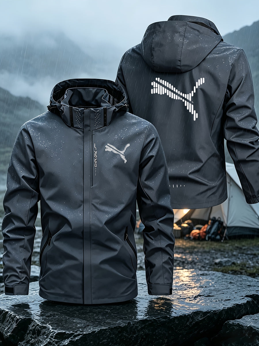 Spring and Autumn Outdoor Adventure Men's Windproof Sportswear, Wear-Resistant Wind-Resistant Jacket, Urban Cycling, Mountain Climbing, Hiking Zipper Outerwear Winter Clothes for Men - Grey