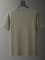 Men's Casual and Fashionable Letter Printed T-shirt, Round Neck Comfortable Polyester Fabric, Suitable for Daily Wear as Fashionable Streetwear, Men's Clothing - Graphite Color