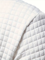Men's Spring, Autumn, Winter Casual Sporty Kangaroo Pocket Hooded Pullover Sweatshirt, Waffle Knit, Comfortable, Breathable, Versatile Long-Sleeve Top - White