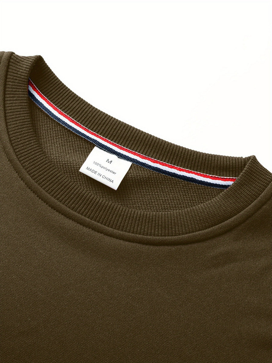 This Pullover Features a Round Neck And a Stylish Airplane Print, Making It a Versatile And Fashionable Choice for Casual Sportswear. It'S a Trendy Long-Sleeve Sweatshirt Suitable for Outdoor Activities, Perfect for Autumn And Winter Men'S Fashion - Dark Brown