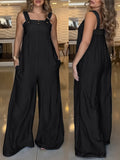 Summer New Casual Versatile Street Style Strappy Jumpsuit for Women - Black