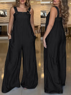Summer New Casual Versatile Street Style Strappy Jumpsuit for Women - Black