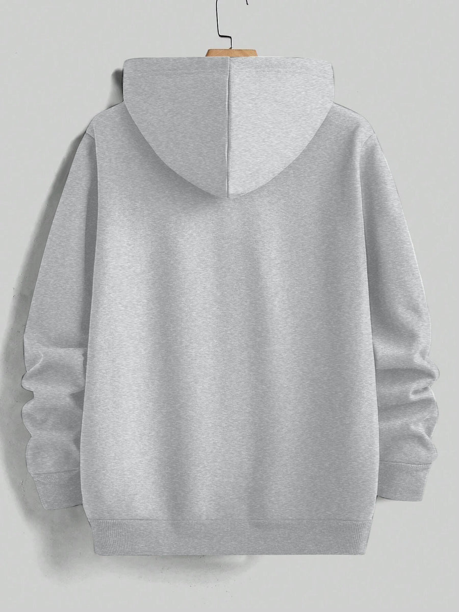 Men'S Yellow Hoodie with "And We'll Love You" Print - Cozy Fleece-Lined Pullover with Kangaroo Pocket, Casual Drawstring Hooded Sweatshirt for Spring & Fall, Comfortable Clothing | Relaxed Fit Hoodie | Fleece Lined Hoodie - Light Grey