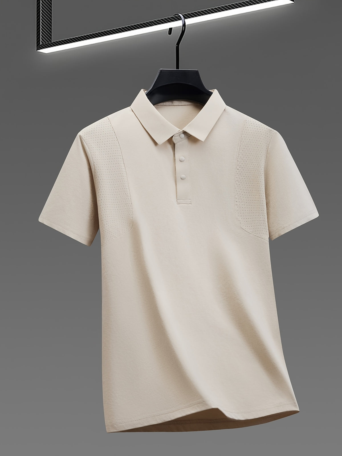 Summer Men'S Short Sleeve T-Shirt Breathable Cool Lapel Casual Polo Shirt - Beige Camel