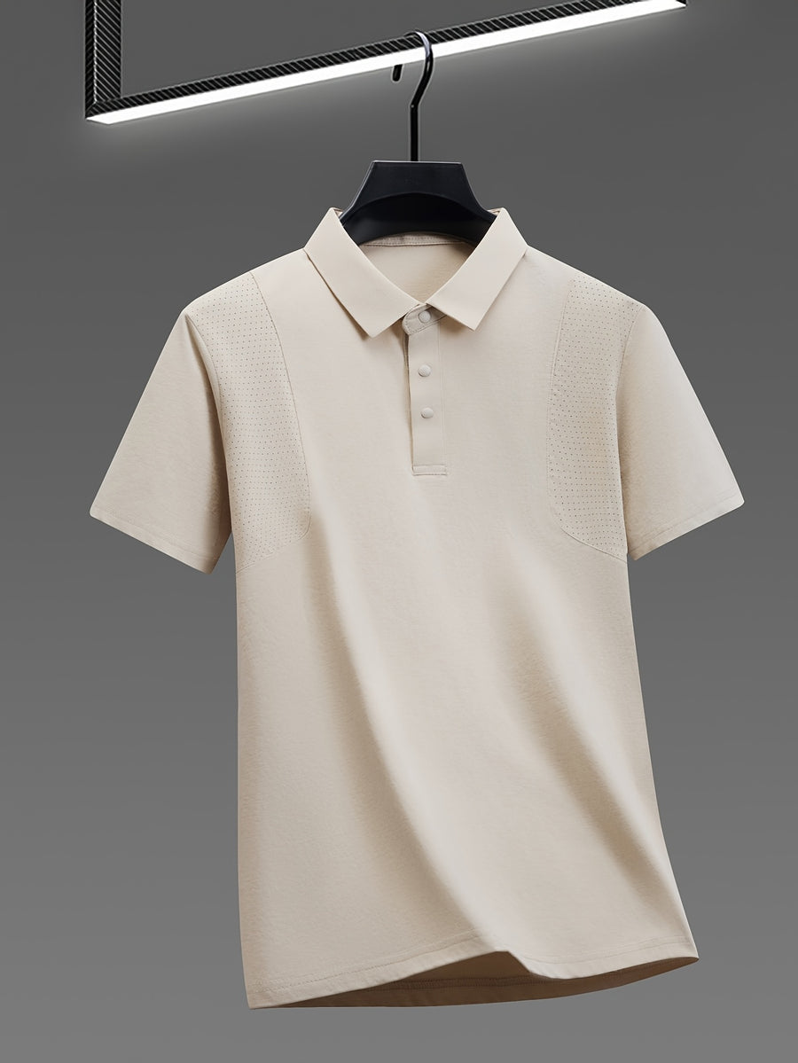 Summer Men'S Short Sleeve T-Shirt Breathable Cool Lapel Casual Polo Shirt - Beige Camel