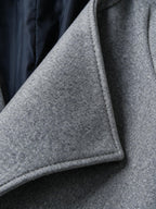 Men'S Long Double-Breasted Coat, Autumn Winter Business Casual Jacket, Large Lapel Black Commuter Trench Coat Men'S Clothing - Graphite Color