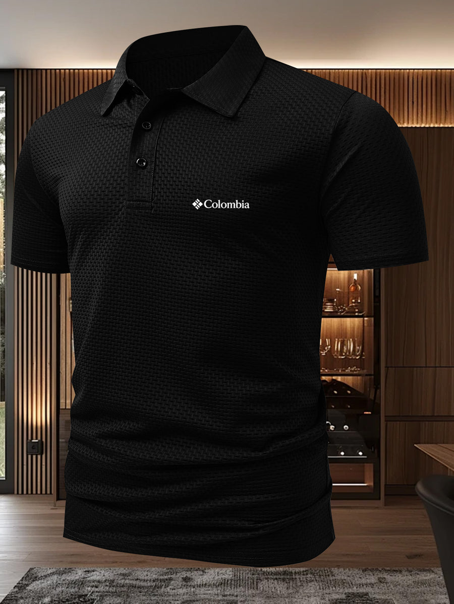 Men'S Summer Casual Polo Shirt. Loose Fit, Breathable, Lapel Collar, Short Sleeve Top, Premium Business Casual Solid Color Pullover, Suitable for Outdoor Sports Like Tennis, Golf, Running, Casual Wear - Black
