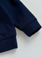 Women'S Fashion Wavy Trim Color-Block Hoodie, Women'S Fall Winter Premium Trendy Street Style Youthful Fleece Color-Block Hoodie, Casual Top, Casual Versatile Hoodie, Jacket, Pullover Shirt, Sweatshirt, Elegant - Navy Color