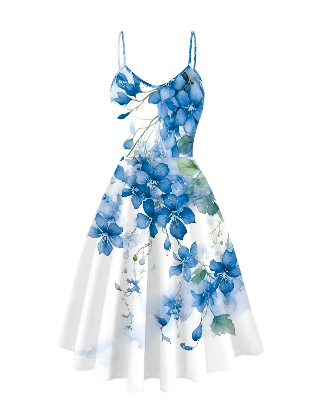 Women'S Elegant Dress Set, Solid Color V-Neck Twist Short Sleeve Top, Floral Print Suspender Dress Two-Piece Set - Light Blue