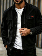 Autumn/Winter New Corduroy Jacket, Casual Top for Men, Suitable for Various Occasions - Including Men, Adults, Students, Couples, Outdoor, Street Style. Men'S Casual Corduroy Jacket, Suitable for Commuting And Outdoor Activities - Black