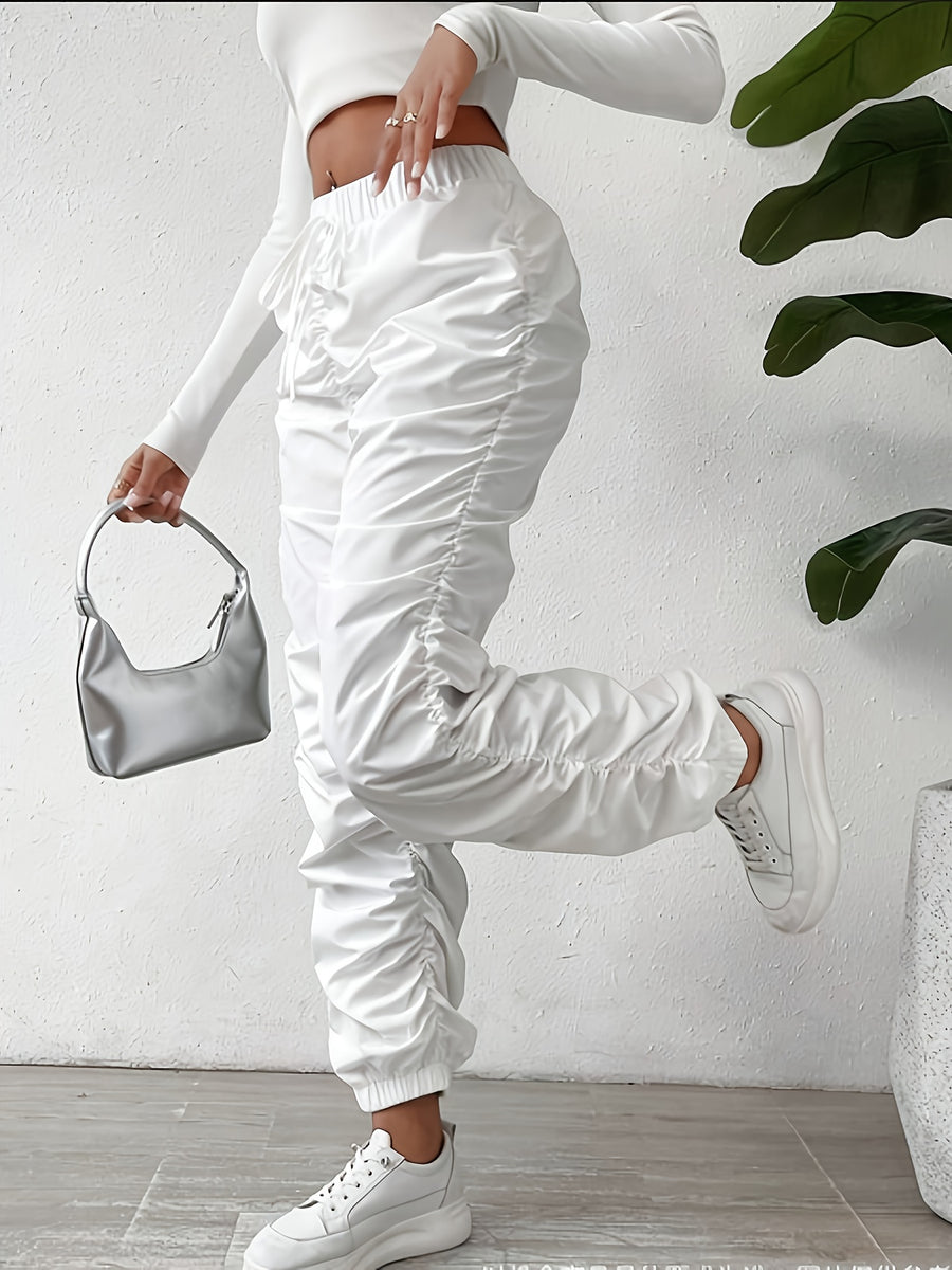 European and American Trendy Pleated Cuffed Pants - Unique Style, Express Yourself - White