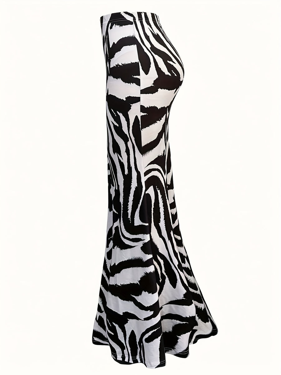 Women'S Fashion Zebra Print Mermaid Maxi Dress - Zebra Print