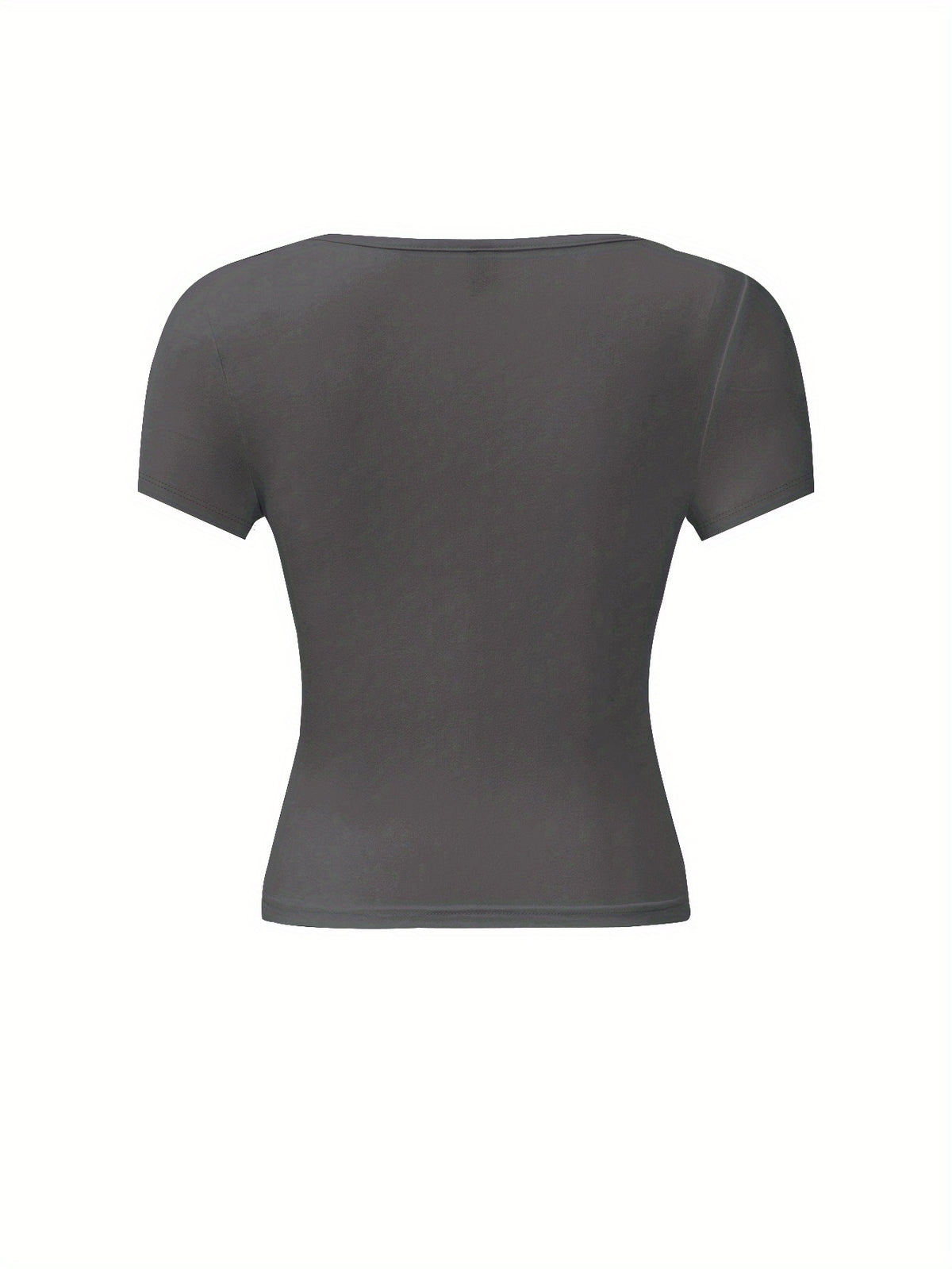 4pcs Set U-Neck Short-Sleeved T-Shirt Women'S Summer New Solid Color Slim Short All-Match Top - Dark gray+black+brown+white