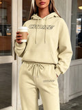 Winter Hooded Sweatshirt 2pcs Set Glitch_Style_Girl_Outline - Apricot