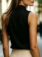 Women's Summer Solid Color V-Neck Sleeveless Casual Elegant High-Quality Shirt, Suitable for Occasions Such as Carnivals, Labor Day,, Travel, the Beach, and the Streets. Summer Top, Business Casual Women's Top, Vest Top for Women, Latest Women's Top - Black