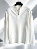 Men'S Sweatshirt Spring Autumn American Textured Stand-Up Pure Color Long Sleeve Top Trendy Minimal Casual Sweatshirt in Stock - White
