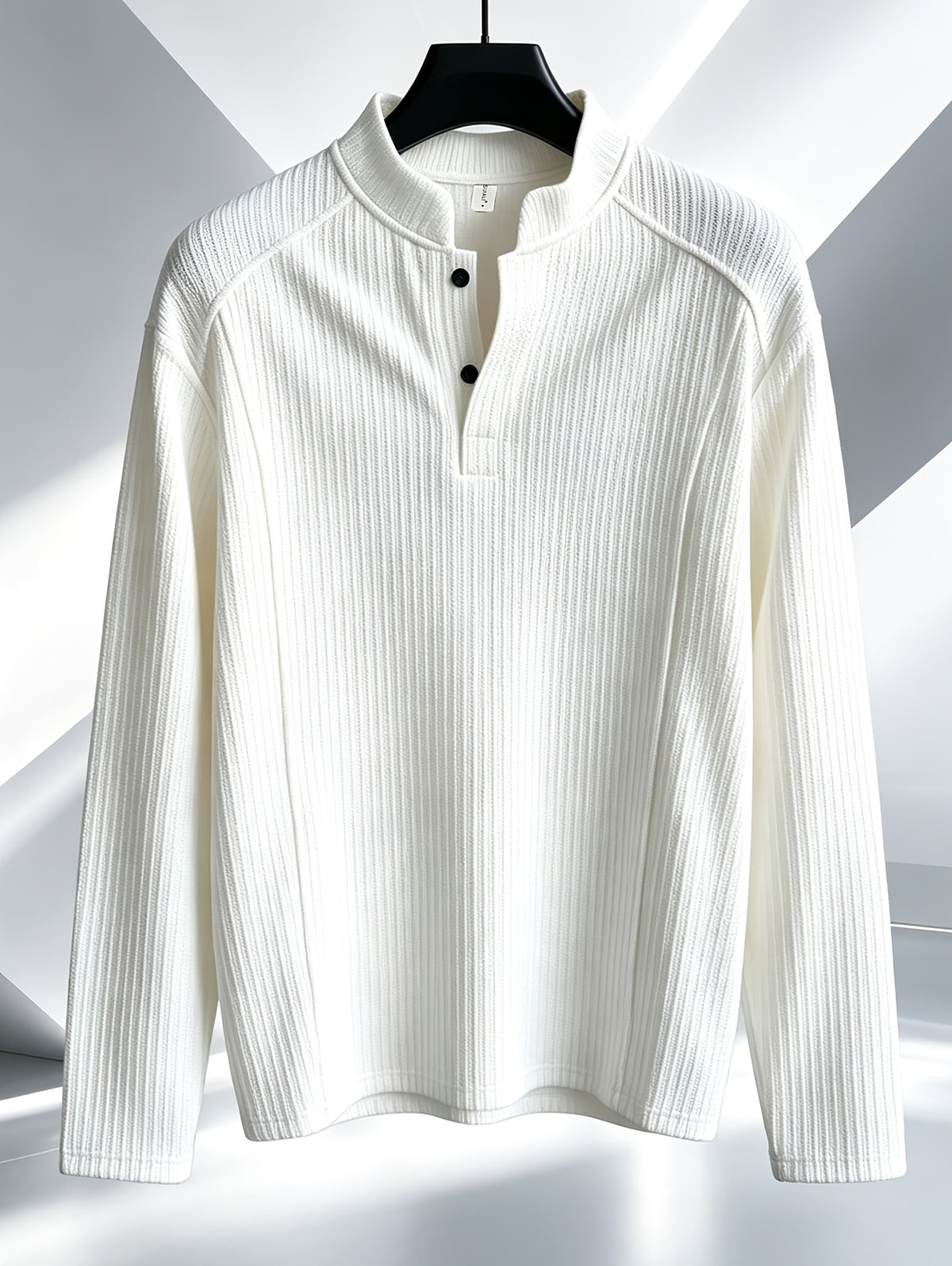 Men'S Sweatshirt Spring Autumn American Textured Stand-Up Pure Color Long Sleeve Top Trendy Minimal Casual Sweatshirt in Stock - White