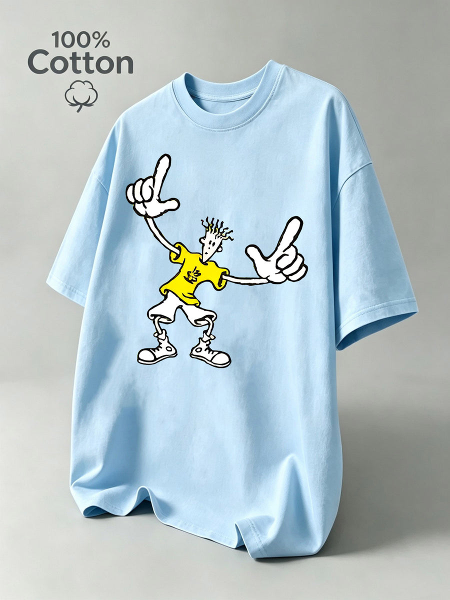 Men's OCISOS Fido Dido Short-Sleeve Shirt - Pure  Moisture-Wicking Breathable Round Neck Tee with Fido Dido Print, Suitable for Casual Streetwear, Gym, Outdoor Sports & Casual Attire, Machine Washable for & Young Men - Light Blue