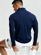 New Men'S Polo Shirt, Men'S Fashionable Trendy Print Polo Shirt, Half-Button Collar Polo Shirt, Suitable for Running, Gym, Cycling, Marathon And Other Sports Tops, Breathable And Non-Stuffy, Machine Washable - Royal Blue