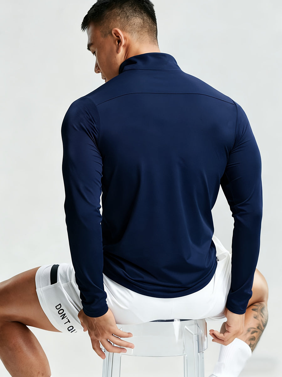 New Men'S Polo Shirt, Men'S Fashionable Trendy Print Polo Shirt, Half-Button Collar Polo Shirt, Suitable for Running, Gym, Cycling, Marathon And Other Sports Tops, Breathable And Non-Stuffy, Machine Washable - Royal Blue
