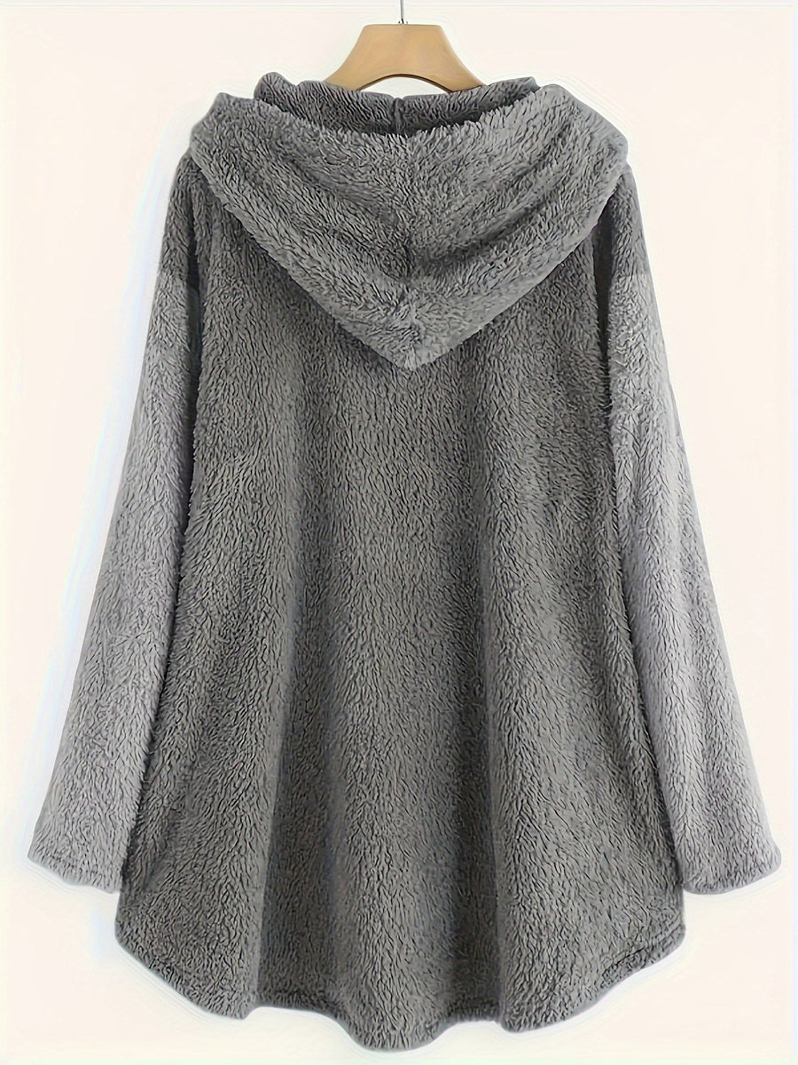 Targeted Development, Fashion Women'S Casual Fall/Winter Hooded Long Sleeve Printed Button-Up Trousers Set - Dark Gray