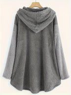 Targeted Development, Fashion Women'S Casual Fall/Winter Hooded Long Sleeve Printed Button-Up Trousers Set - Dark Gray