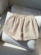 Embroidered Corduroy Shorts for Women | Casual Style, Suitable for All Seasons - Apricot