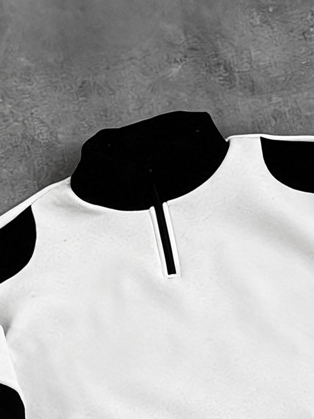 Men'S Half-Zip Stand Collar Sweatshirt MILANO Italian Flag Letter Print Color-Block Patchwork Top Street Racing Style Autumn Winter Long Sleeve Loose Drop Shoulder Ribbed Hem Black White Color-Block Casual Sweatshirt Suitable for Street Fashion - White