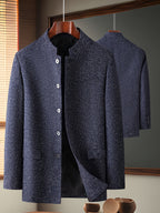 Father'S Day Gift for Men, New Chinese-Style Stand-Up Collar Jacket for Men in Spring And Autumn, Chinese Style Is Elegant And Dignified, The Version Is Slim And Not Bloated, Daily Commuting And Leisure Show a Casual Style - Cyan