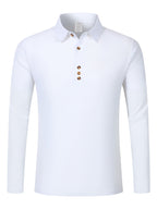 2pcs Set Men'S Autumn New Style Long Sleeve Shirt Suitable for Daily Wear - Light White+Black Color