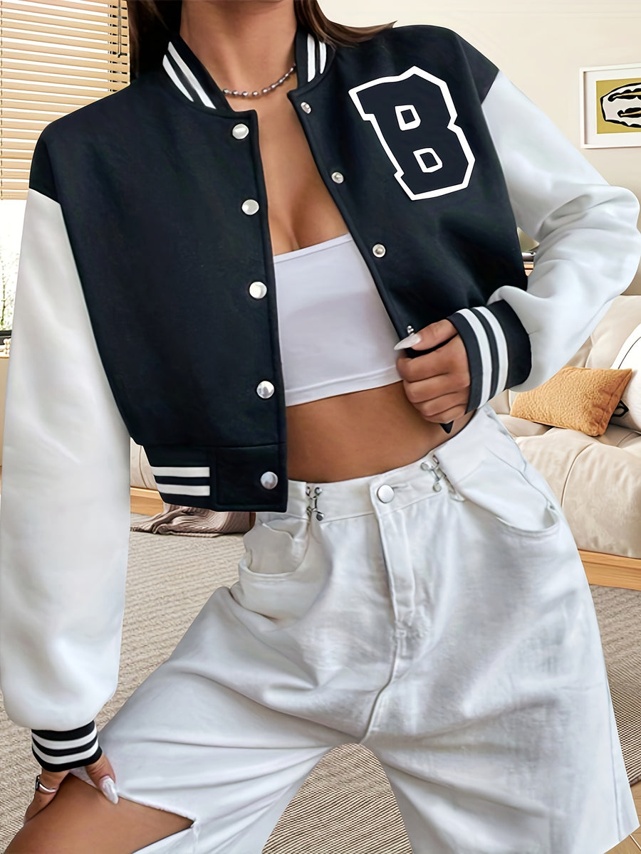Short Baseball Jacket - Black