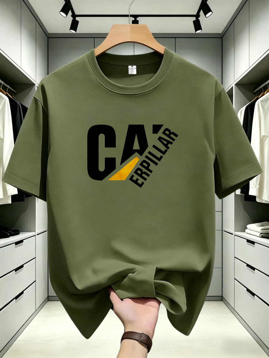 Hit Product Comfortable Men's T-shirt Cat Erpillar Fashion Design Printed T-shirt Casual Leisure Fashion Trend - fern green