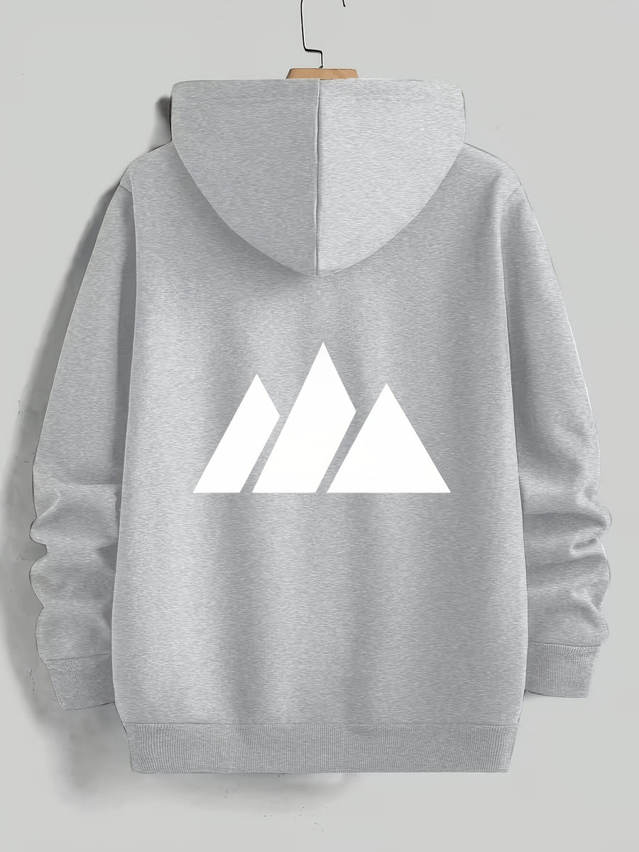 Men'S Hoodie Geometric Mountain Print Pullover Hooded Long Sleeve Oversized Fit Casual Streetwear Daily Comfortable Fall Winter Factory Direct Shipping - Light Grey