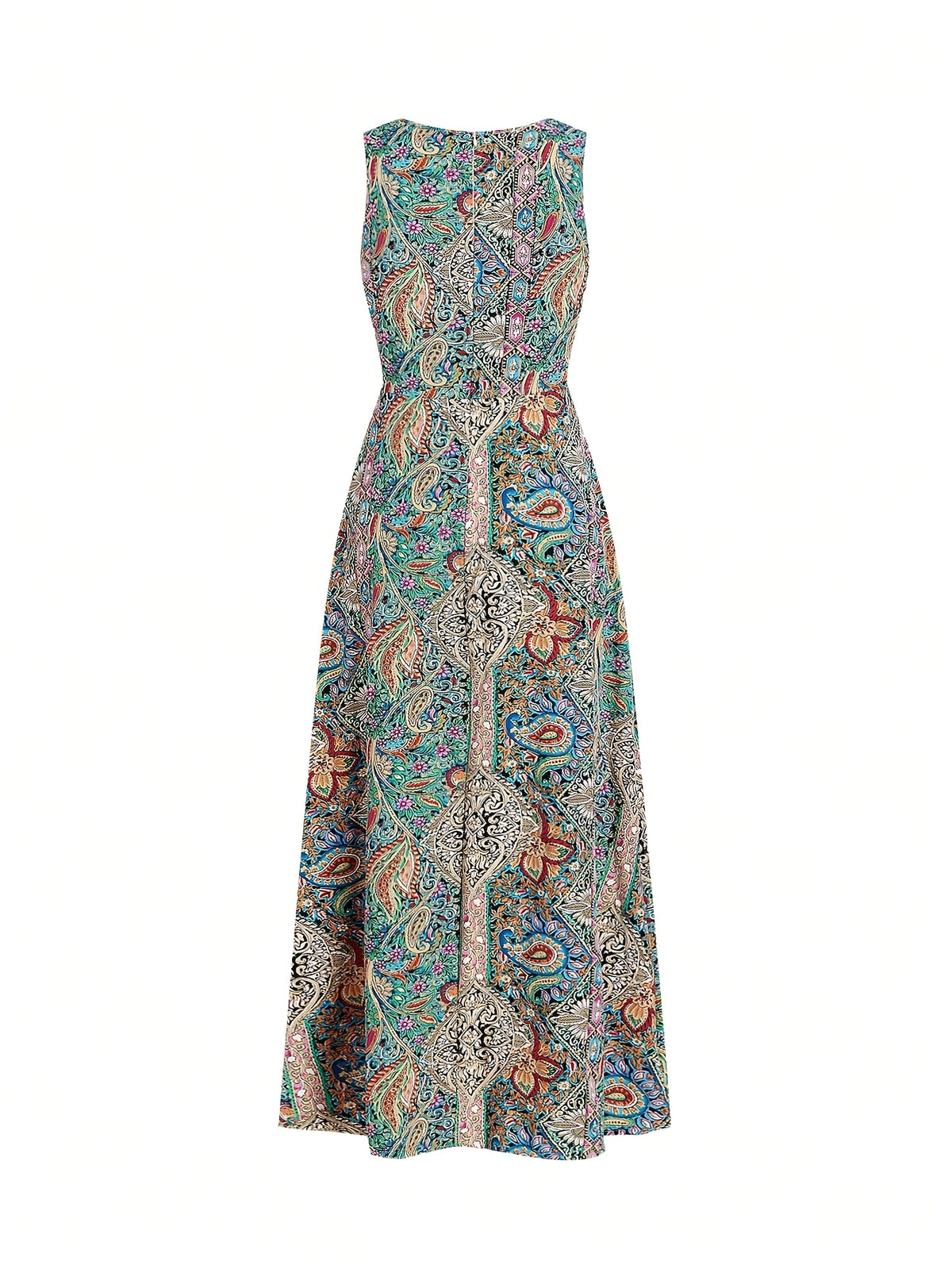 Women'S Elegant Vacation Style Floral Print Round Neck Jumpsuit - Mixed colors