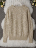 French-style Round-neck Sweater, Soft and Cozy, Elegant Design, Perfect for Spring and Autumn Commuting and Outings - Camel