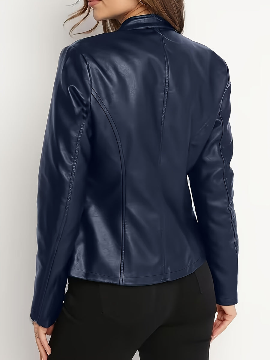 New Women's Elegant PU Jacket - Blue