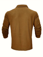 New Style Lapel European And American Style Men'S T-Shirt, Solid Color, Cross-Border Foreign Trade Men'S Long-Sleeve Polo Shirt - Mud Yellow
