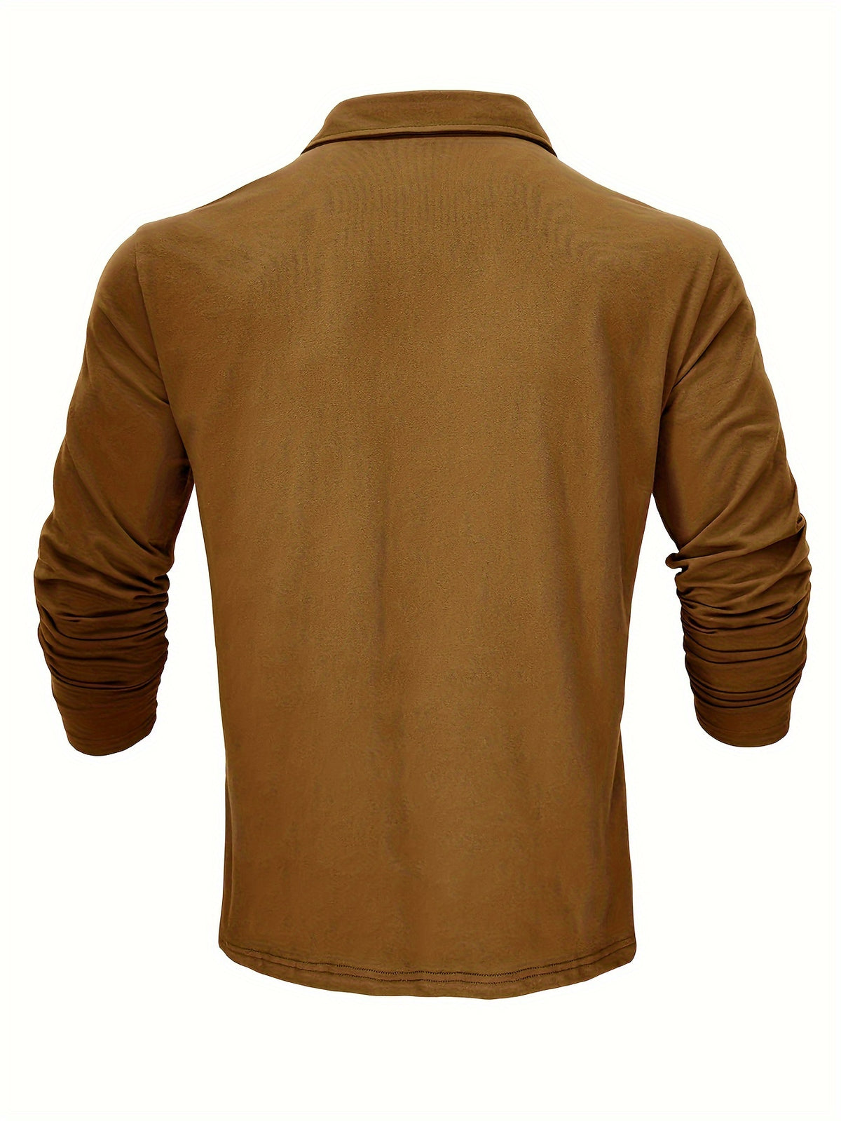 New Style Lapel European And American Style Men'S T-Shirt, Solid Color, Cross-Border Foreign Trade Men'S Long-Sleeve Polo Shirt - Mud Yellow