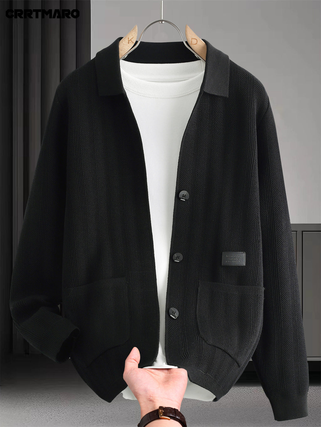 CRRTMARO Men's Warm Collar Sweater - Solid Color Regular Fit Pullover, Casual Long Sleeve Sweater Suitable for Fall Winter Warmth, Versatile for Office & Casual Attire, Hand Washable Top - Black