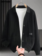 CRRTMARO Men's Warm Collar Sweater - Solid Color Regular Fit Pullover, Casual Long Sleeve Sweater Suitable for Fall Winter Warmth, Versatile for Office & Casual Attire, Hand Washable Top - Black