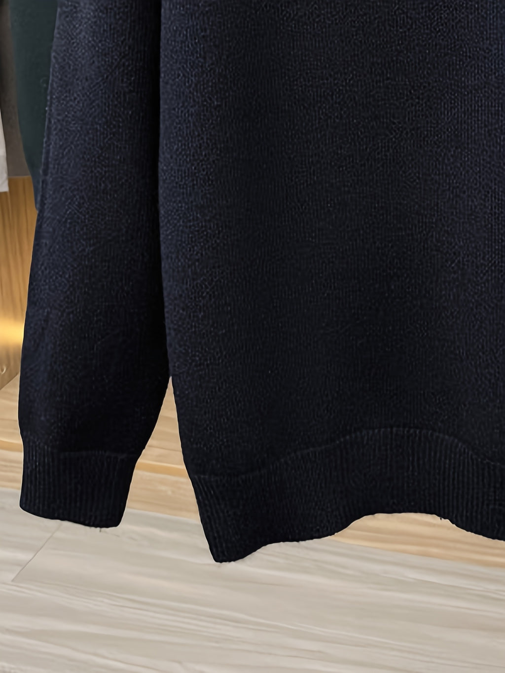 Men'S Lapel Long Sleeve Knit Sweater, Ribbed Cuffs And Hem, Versatile for Casual And Business Wear - Black