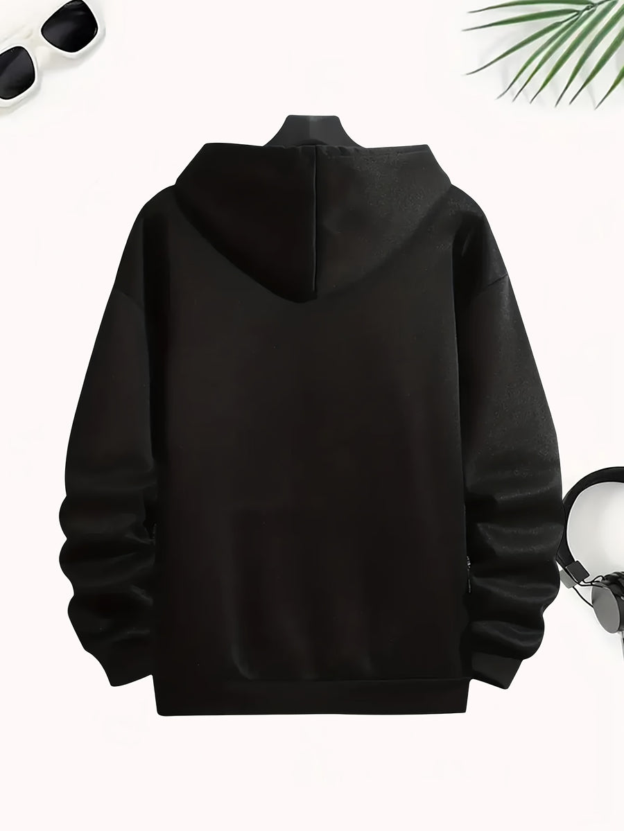 Versatile Hoodie for Weightlifting Enthusiasts, Casual and Comfortable Long-Sleeve Pullover, Suitable for Spring, Autumn, and Winter - Black