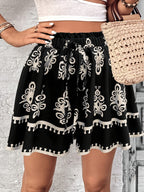 Latin Style Women'S Bohemian Printed Loose Skirt Shorts - Black