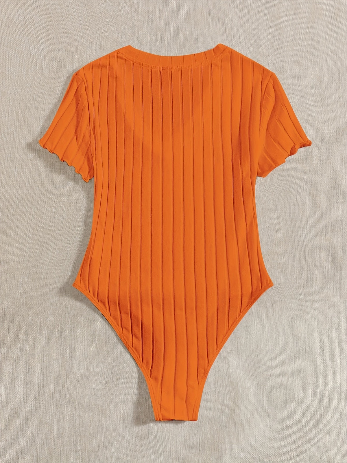Lettuce Border Ribbed Bodycon Dress - Orange-Red
